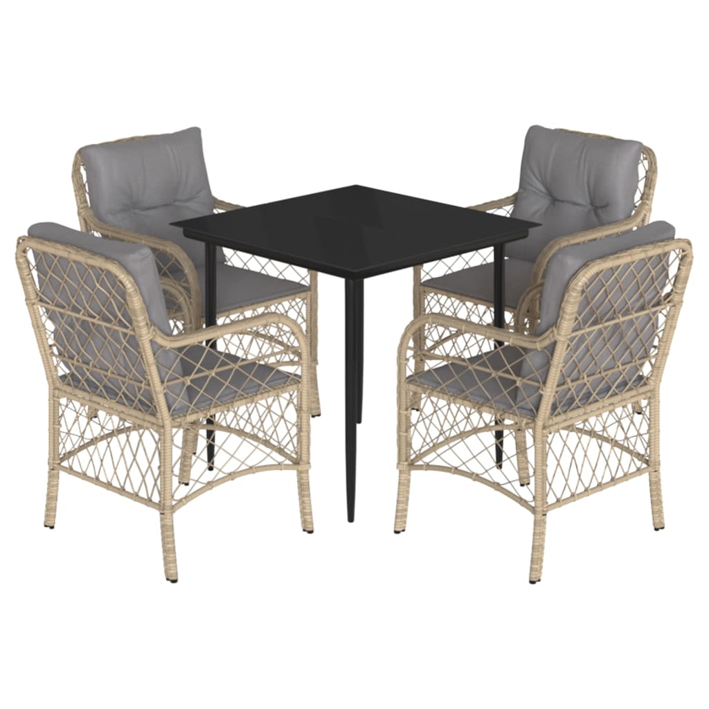Set Pranzo da Giardino 5 pz con Cuscini Beige Misto Polyrattan - homemem39