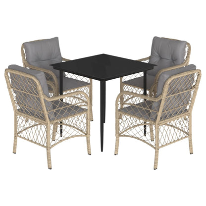 Set Pranzo da Giardino 5 pz con Cuscini Beige Misto Polyrattan - homemem39