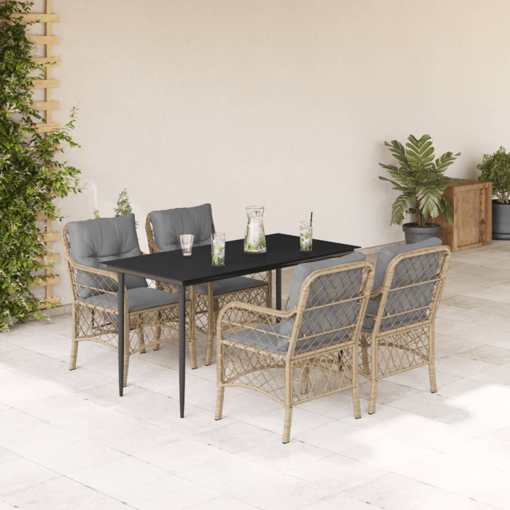 Set Pranzo da Giardino 5 pz con Cuscini Beige Misto Polyrattan - homemem39