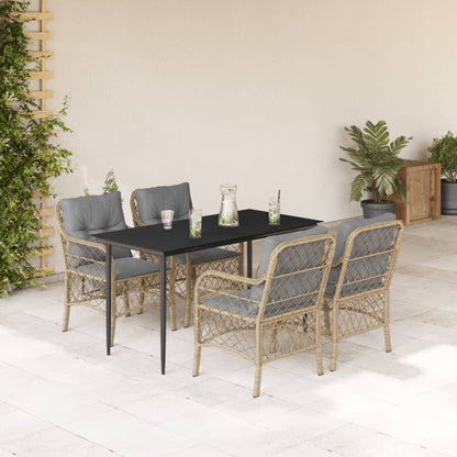 Set Pranzo da Giardino 5 pz con Cuscini Beige Misto Polyrattan - homemem39
