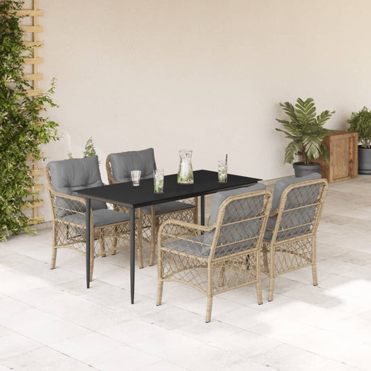 Set Pranzo da Giardino 5 pz con Cuscini Beige Misto Polyrattan - homemem39