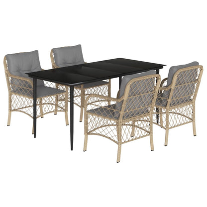 Set Pranzo da Giardino 5 pz con Cuscini Beige Misto Polyrattan - homemem39