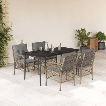 Set Pranzo da Giardino 5 pz con Cuscini Beige Misto Polyrattan - homemem39