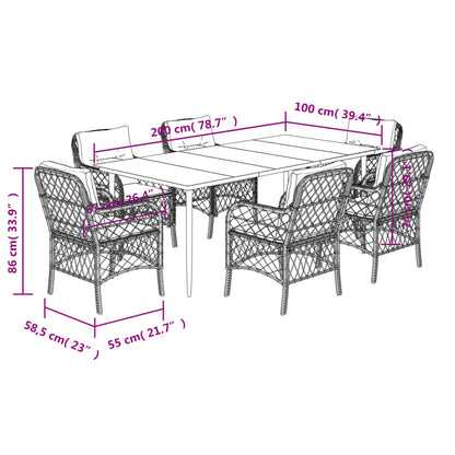 Set Pranzo da Giardino 7 pz con Cuscini Beige Misto Polyrattan - homemem39