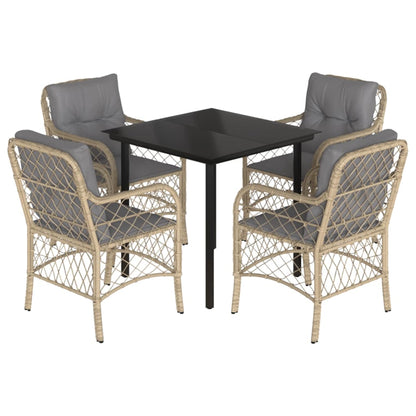 Set Pranzo da Giardino 5 pz con Cuscini Beige Misto Polyrattan - homemem39