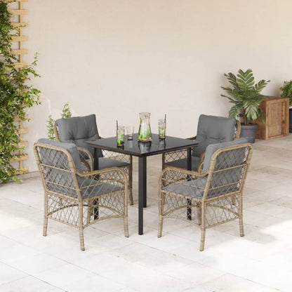 Set Pranzo da Giardino 5 pz con Cuscini Beige Misto Polyrattan - homemem39