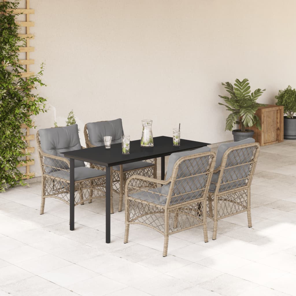 Set Pranzo da Giardino 5 pz con Cuscini Beige Misto Polyrattan - homemem39