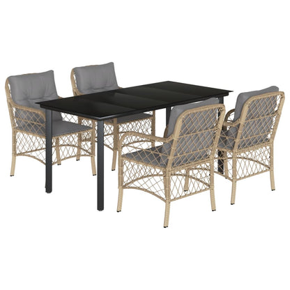 Set Pranzo da Giardino 5 pz con Cuscini Beige Misto Polyrattan - homemem39