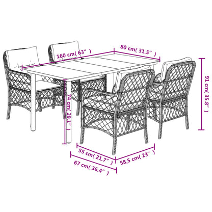 Set Pranzo da Giardino 5 pz con Cuscini Beige Misto Polyrattan - homemem39
