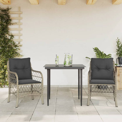 Set da Bistrò 3 pz con Cuscini Grigio Chiaro in Polyrattan - homemem39