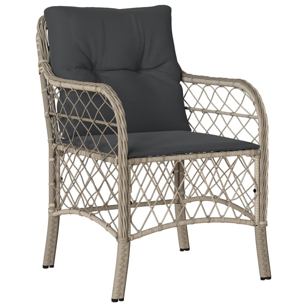 Set da Bistrò 3 pz con Cuscini Grigio Chiaro in Polyrattan