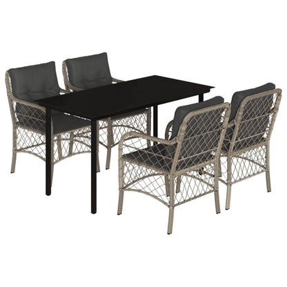 Set Pranzo da Giardino 5pz con Cuscini Grigio Chiaro Polyrattan - homemem39