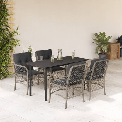 Set Pranzo da Giardino 5pz con Cuscini Grigio Chiaro Polyrattan - homemem39