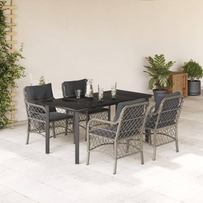 Set Pranzo da Giardino 5pz con Cuscini Grigio Chiaro Polyrattan - homemem39