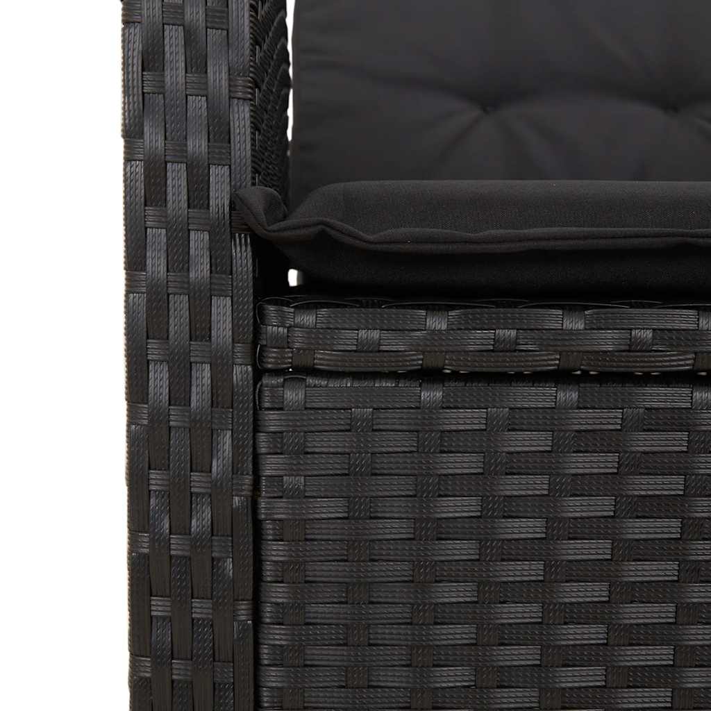 Set da Pranzo da Giardino 3 pz con Cuscini Nero in Polyrattan | homemem39