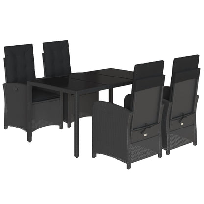 Set da Pranzo da Giardino 5 pz Nero con Cuscini in Polyrattan - homemem39