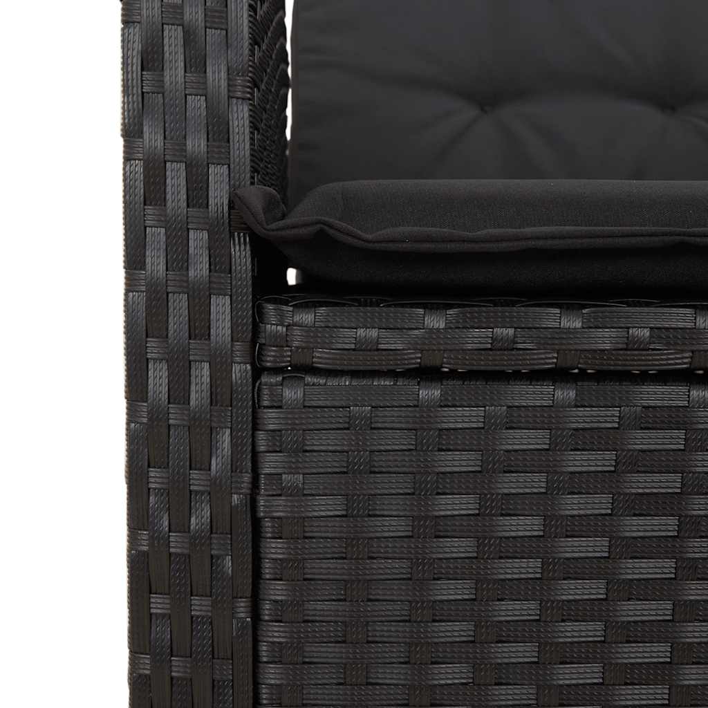 Set da Pranzo da Giardino 5 pz Nero con Cuscini in Polyrattan | homemem39