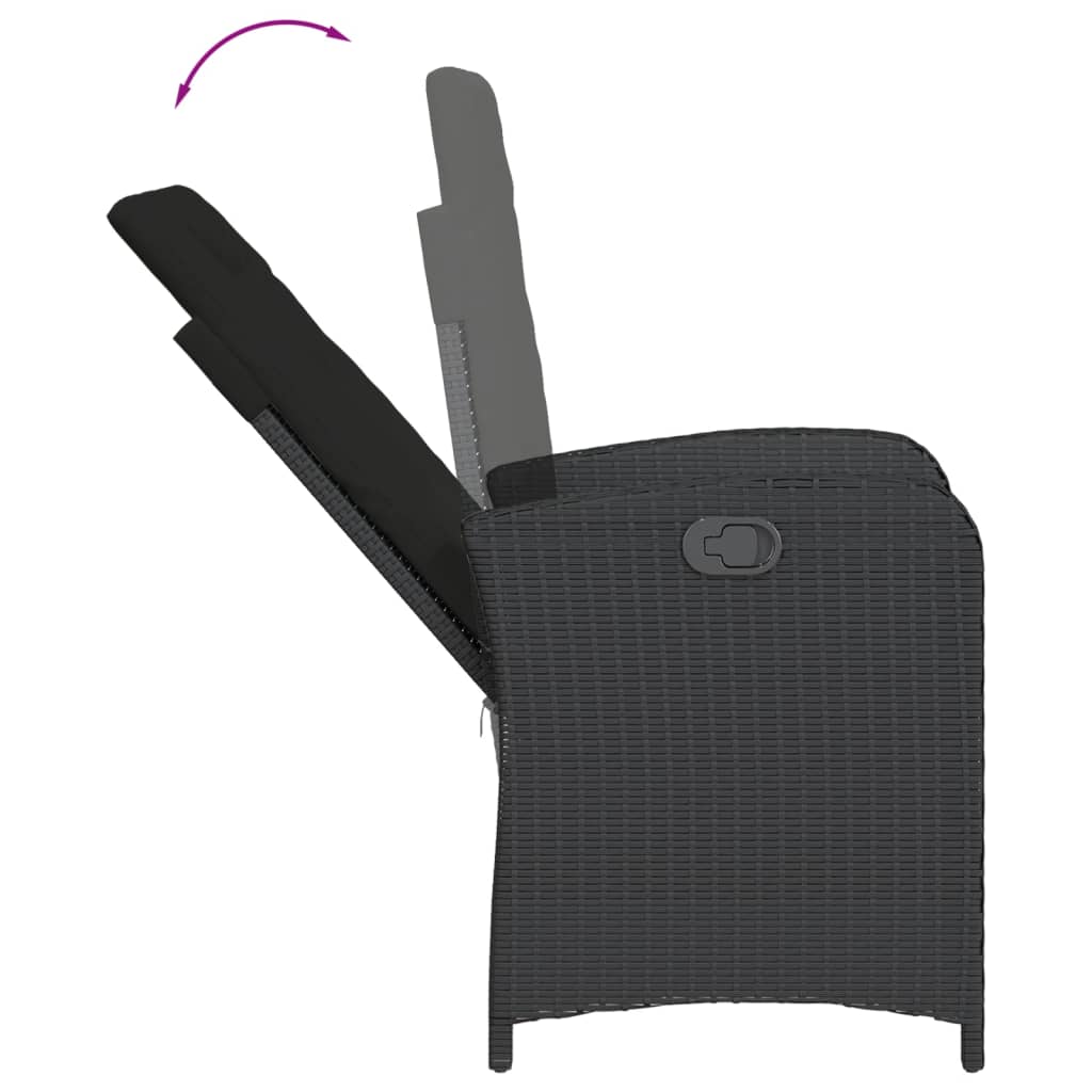 Set da Pranzo da Giardino 7 pz Nero con Cuscini in Polyrattan - homemem39