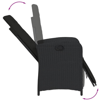 Set da Pranzo da Giardino 7 pz Nero con Cuscini in Polyrattan - homemem39