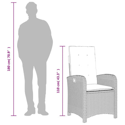 Set da Pranzo da Giardino 7 pz Nero con Cuscini in Polyrattan | homemem39