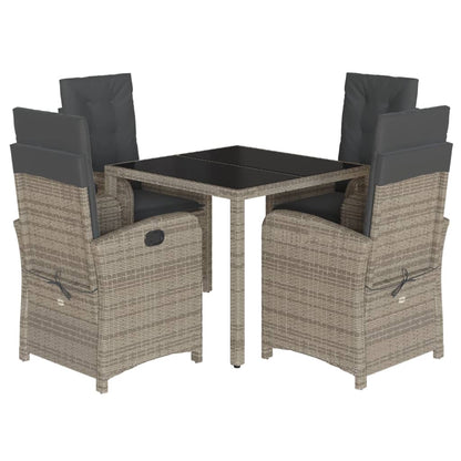 Set da Pranzo da Giardino 5 pz con Cuscini in Polyrattan Grigio - homemem39