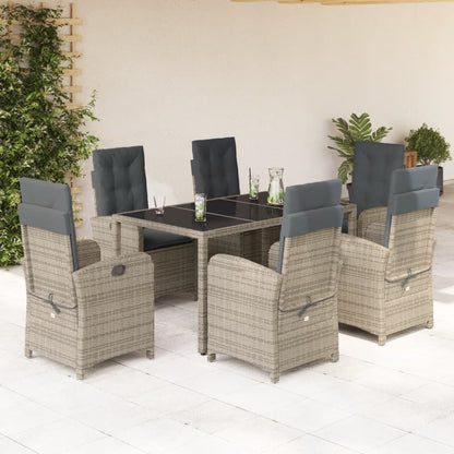 Set da Pranzo da Giardino 7 pz con Cuscini in Polyrattan Grigio | homemem39