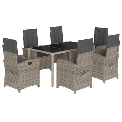 Set da Pranzo da Giardino 7 pz con Cuscini in Polyrattan Grigio - homemem39