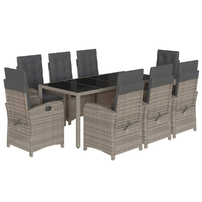 Set da Pranzo da Giardino 9 pz con Cuscini in Polyrattan Grigio | homemem39