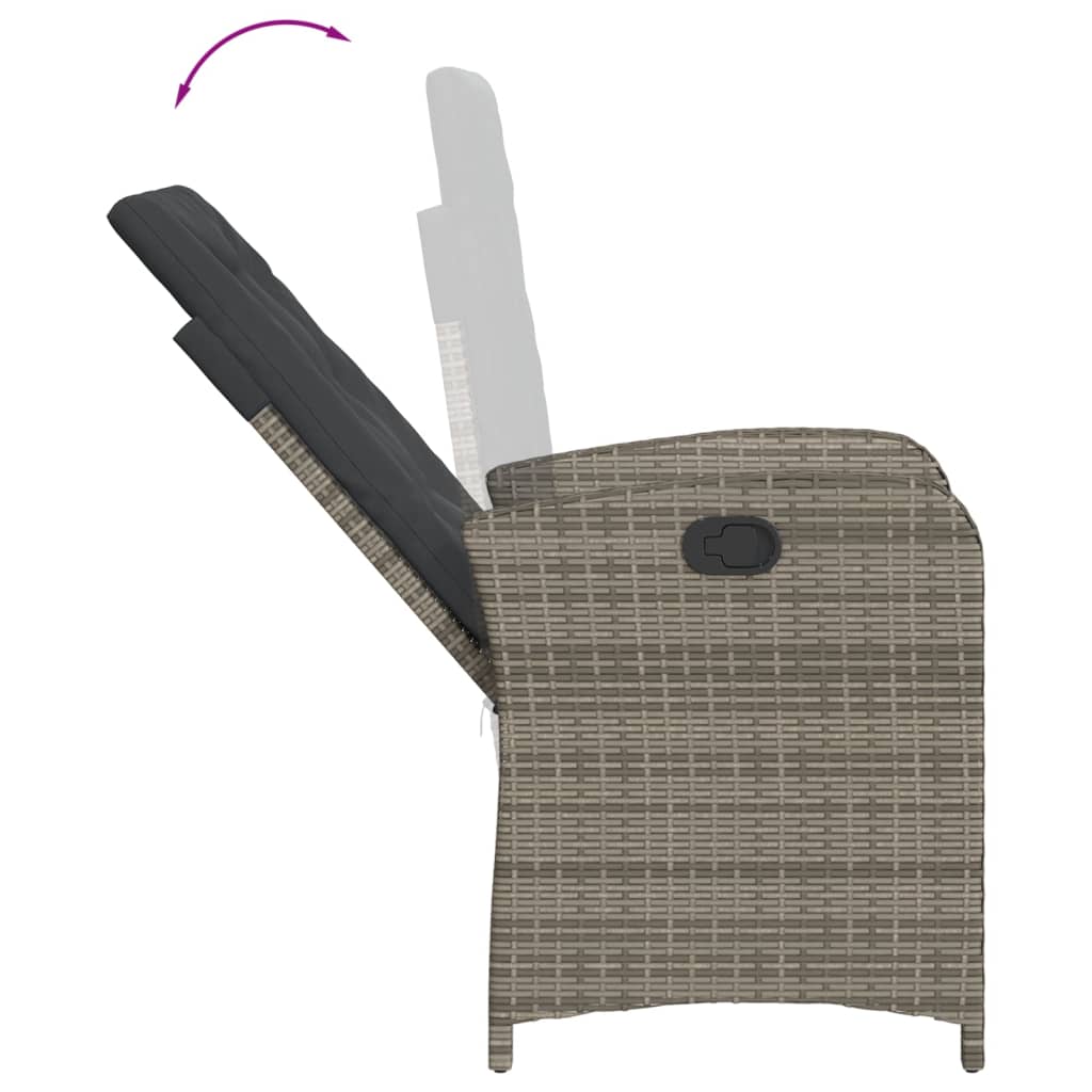 Set da Pranzo da Giardino 9 pz con Cuscini in Polyrattan Grigio | homemem39