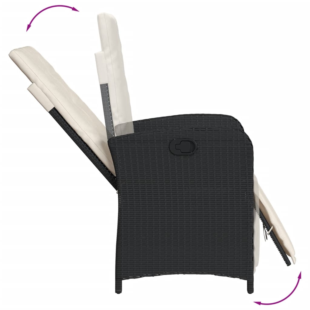 Set da Pranzo da Giardino 7 pz Nero con Cuscini in Polyrattan | homemem39