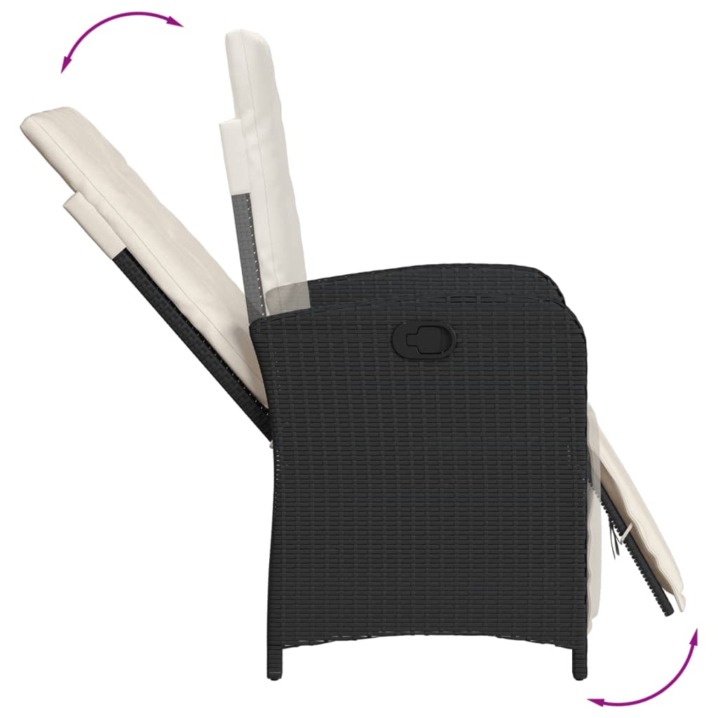 Set da Pranzo da Giardino 9 pz con Cuscini Nero in Polyrattan | homemem39