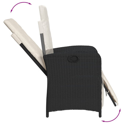 Set da Pranzo da Giardino 9 pz con Cuscini Nero in Polyrattan | homemem39
