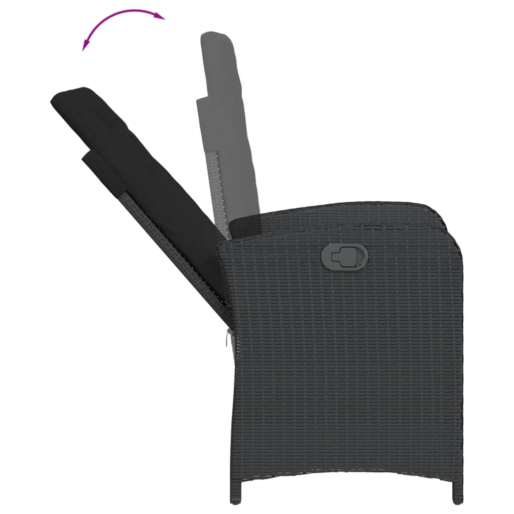 Set da Pranzo da Giardino 5 pz Nero con Cuscini in Polyrattan - homemem39