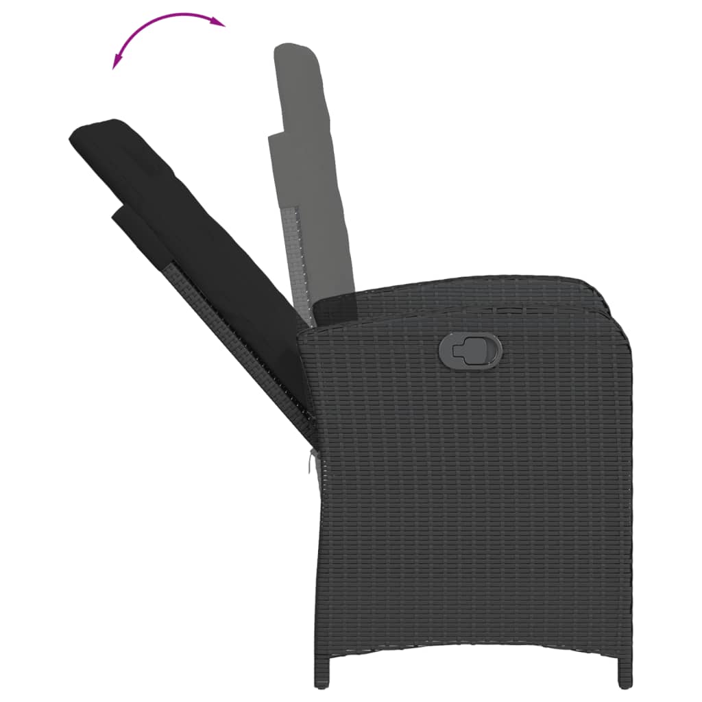 Set da Pranzo da Giardino 7 pz Nero con Cuscini in Polyrattan | homemem39