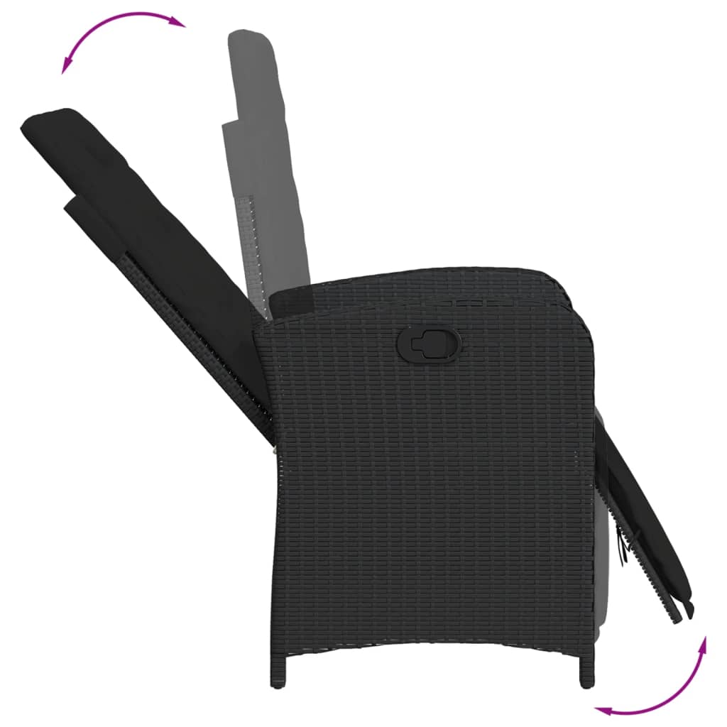 Set da Pranzo da Giardino 7 pz Nero con Cuscini in Polyrattan | homemem39