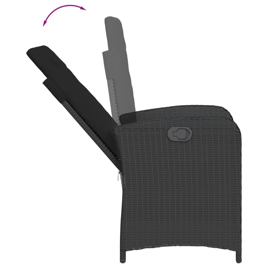 Set da Pranzo da Giardino 7 pz Nero con Cuscini in Polyrattan | homemem39