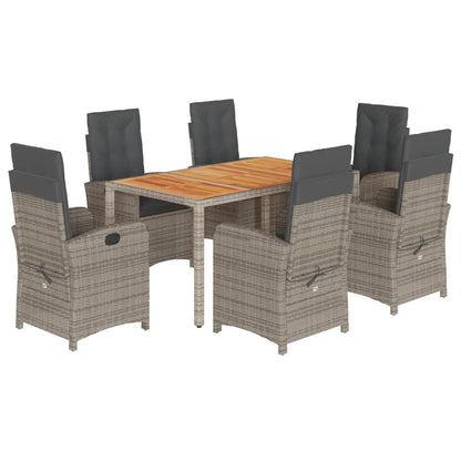 Set da Pranzo da Giardino 7 pz con Cuscini in Polyrattan Grigio - homemem39