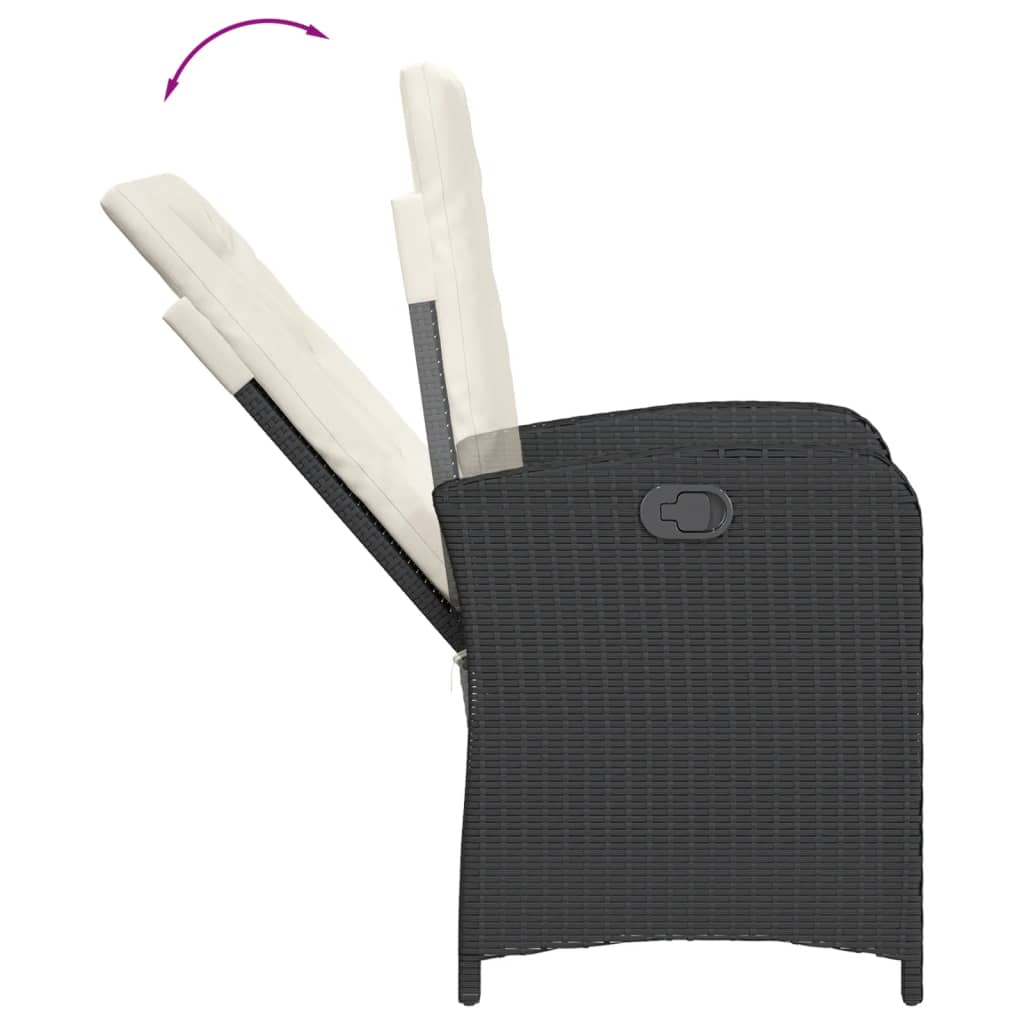 Set da Pranzo da Giardino 9 pz con Cuscini Nero in Polyrattan | homemem39