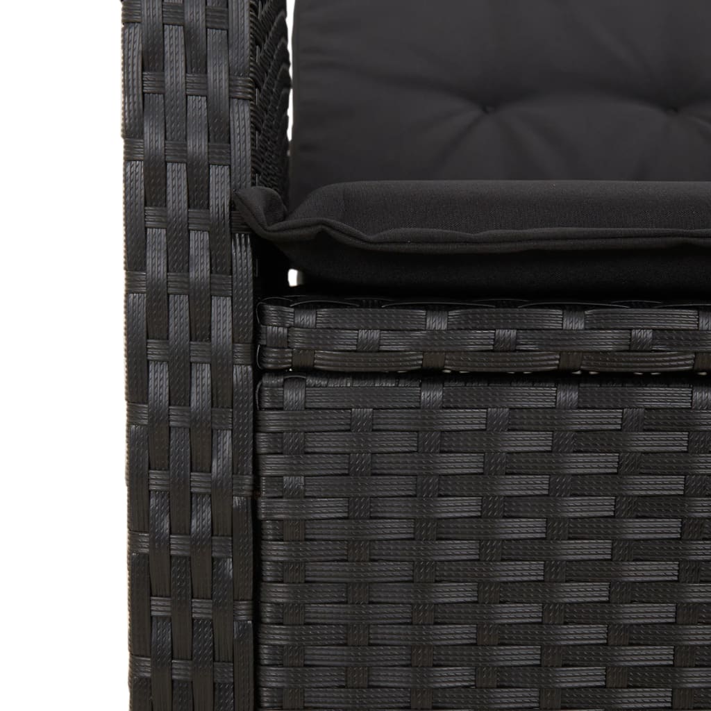 Set da Pranzo da Giardino 7 pz Nero con Cuscini in Polyrattan - homemem39
