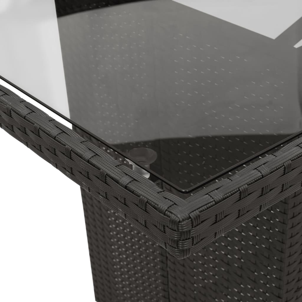 Set da Pranzo da Giardino 7 pz Nero con Cuscini in Polyrattan - homemem39