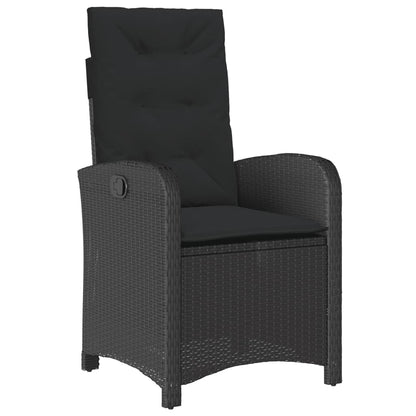 Set da Pranzo da Giardino 9 pz con Cuscini Nero in Polyrattan - homemem39