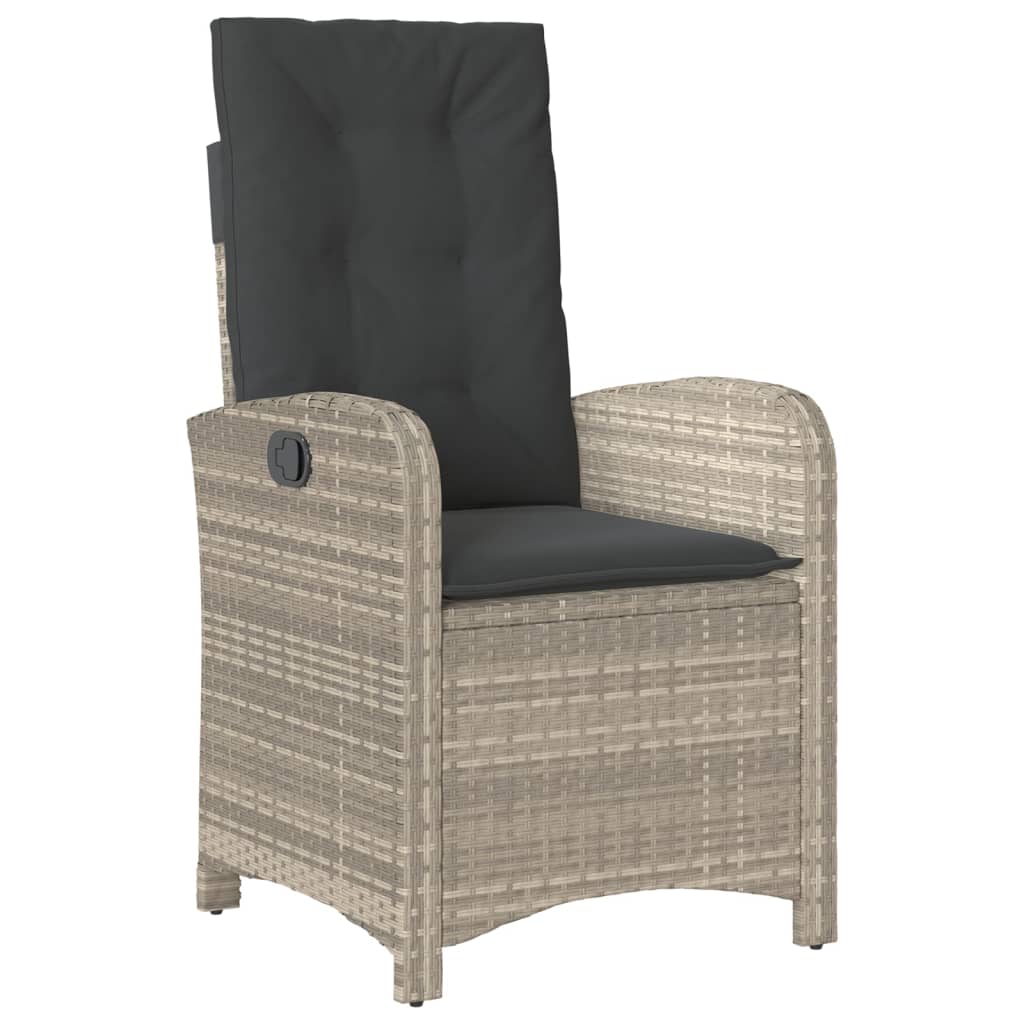 Set Pranzo da Giardino 9pz con Cuscini Grigio Chiaro Polyrattan | homemem39
