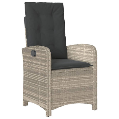 Set Pranzo da Giardino 9pz con Cuscini Grigio Chiaro Polyrattan | homemem39