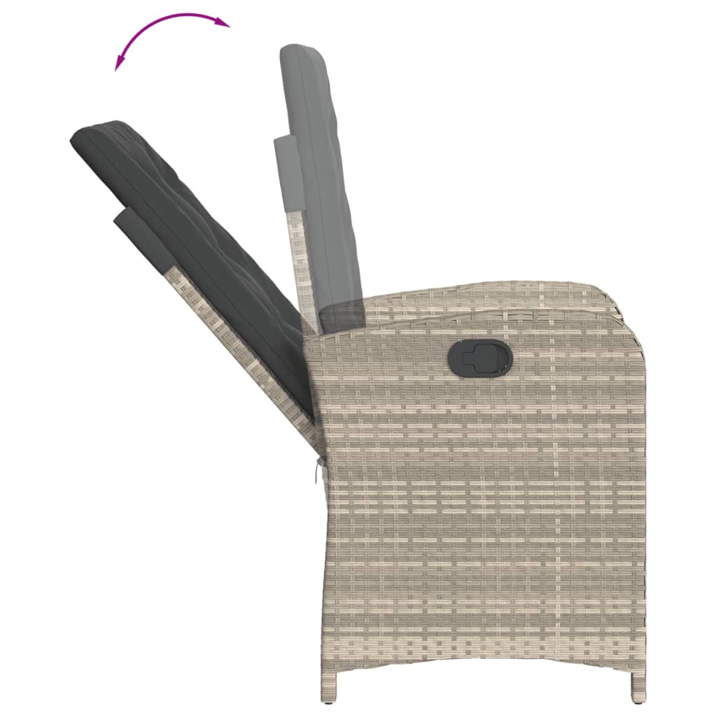 Set Pranzo da Giardino 9pz con Cuscini Grigio Chiaro Polyrattan | homemem39