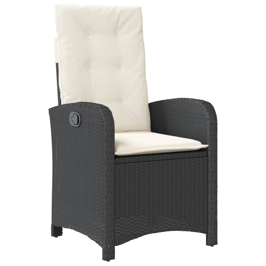 Set da Pranzo da Giardino 9 pz con Cuscini Nero in Polyrattan - homemem39