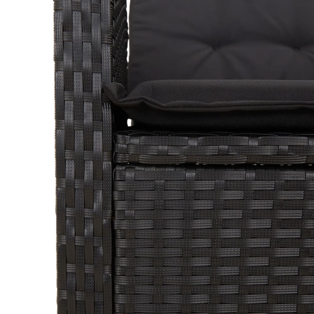 Set da Pranzo da Giardino 7 pz Nero con Cuscini in Polyrattan | homemem39