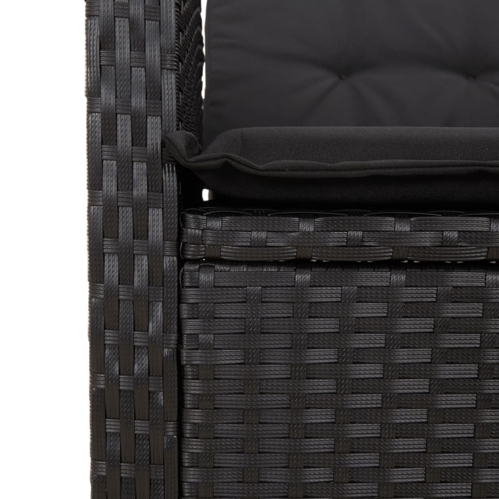 Set da Pranzo da Giardino 9 pz con Cuscini Nero in Polyrattan | homemem39
