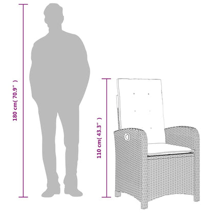 Set da Pranzo da Giardino 9 pz con Cuscini Nero in Polyrattan | homemem39