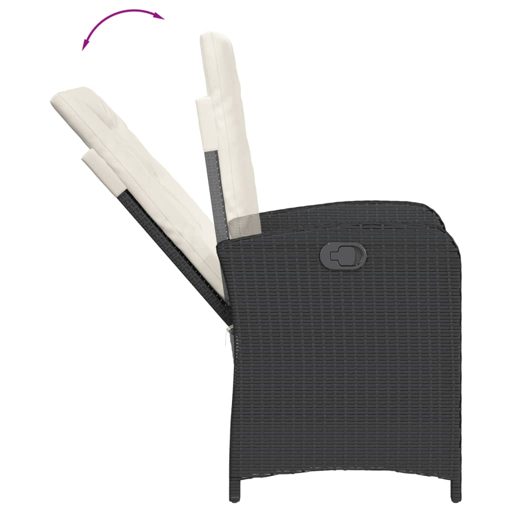 Set da Pranzo da Giardino 5 pz Nero con Cuscini in Polyrattan | homemem39