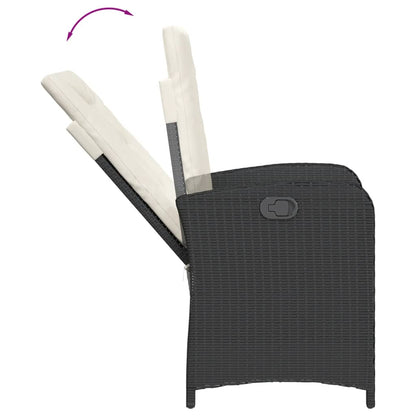 Set da Pranzo da Giardino 7 pz Nero con Cuscini in Polyrattan | homemem39